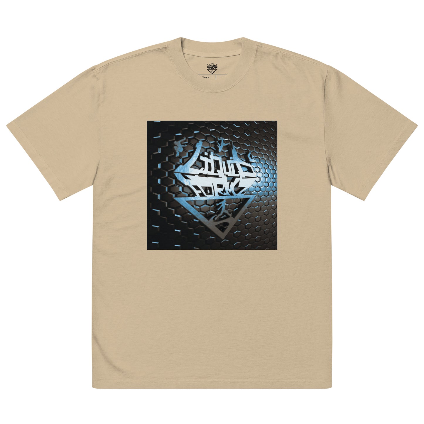 Liquid Formz Graphic Logo(Cold Metal)Men's Oversized faded t-shirt